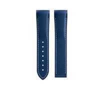 VDFNGFD Fluororubber Rubber Watchband 19 20 21 22mm Compatible With Longines HydroConquest L3 GMT Pioneer Zulu Time Watch Band Bracelets(Blue White Line,20-18mm,Without Buckle)