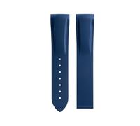 VDFNGFD Fluororubber Rubber Watchband 19 20 21 22mm Compatible With Longines HydroConquest L3 GMT Pioneer Zulu Time Watch Band Bracelets(Blue No Line,21-20mm,Silver Round Buckle)
