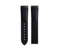 VDFNGFD Fluororubber Rubber Watchband 19 20 21 22mm Compatible With Longines HydroConquest L3 GMT Pioneer Zulu Time Watch Band Bracelets(Black Red Line,22-20mm,Silv Pointed Buckle)