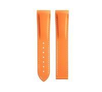 VDFNGFD Fluororubber Rubber Watchband 19 20 21 22mm Compatible With Longines HydroConquest L3 GMT Pioneer Zulu Time Watch Band Bracelets(Orange White Line,20-18mm,Silver Round Buckle)