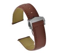 VDFNGFD Leather Watch Strap Compatible With Omega Wrist Straps Business 19mm 20mm 21mm 22mm Quick Release Band Replacement Bracelet(Brown-Silver Buckle,22mm)