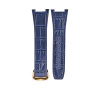 VDFNGFD Men's Luxury Watch Strap Leather+Fluororubber Backed Band Compatible With Omega Constellation Manhattan Series(Blue-Gold)