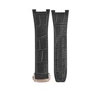 VDFNGFD Men's Luxury Watch Strap Leather+Fluororubber Backed Band Compatible With Omega Constellation Manhattan Series(Black-Rose gold)