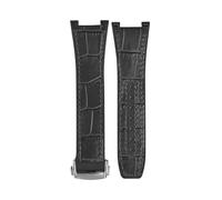 VDFNGFD Men's Luxury Watch Strap Leather+Fluororubber Backed Band Compatible With Omega Constellation Manhattan Series(Black-Silver)