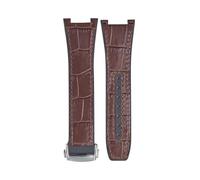 VDFNGFD Men's Luxury Watch Strap Leather+Fluororubber Backed Band Compatible With Omega Constellation Manhattan Series(Brown-Silver)