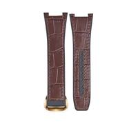 VDFNGFD Men's Luxury Watch Strap Leather+Fluororubber Backed Band Compatible With Omega Constellation Manhattan Series(Brown-Gold)