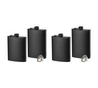 vdha Pack of 4 Hip Flasks for Spirits, Leak-proof 8 oz Stainless Steel Hip Flasks with Funnel for Men and Women (Matte Black)