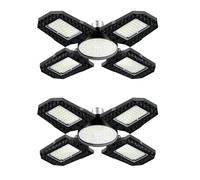 Vdhfgso 2 Pack LED Garage Light 100W 10000LM Super Bright Shop Light With 4 Adjustable Panels E26/E27 Deformable Ceiling Lights for Garage Workshop Basement Barn(Warm white light,2PACK)