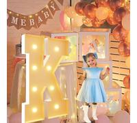 Vdhfgso 4FT Marquee Light Up Letters: Giant Warm White Party Decor, Large Glitter Numbers Night Light for Wedding, Birthday, Graduation, Baby Shower(Letter K,2.3ft)