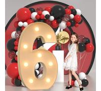 Vdhfgso Large Marquee Light Up Letters & Numbers 2.3FT/3.3FT/4FT: Giant Foam Board Mosaic Balloon Frame Letters for Wedding, Anniversary, Party(Number 6,2.3ft)