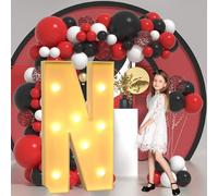 Vdhfgso Large Marquee Light Up Letters & Numbers 2.3FT/3.3FT/4FT: Giant Foam Board Mosaic Balloon Frame Letters for Wedding, Anniversary, Party(Letter N,4ft)