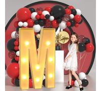 Vdhfgso Large Marquee Light Up Letters & Numbers 2.3FT/3.3FT/4FT: Giant Foam Board Mosaic Balloon Frame Letters for Wedding, Anniversary, Party(Letter M,4ft)