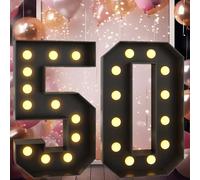 Vdhfgso Large Marquee Numbers 6 4ft Light Up Numbers Black for 6th Birthday Party Decorations Giant LED Mosaic Frame Sign Diy Cardboard Pre-Cut Foam Board(Number 50,4FT)