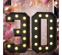 Vdhfgso Large Marquee Numbers 6 4ft Light Up Numbers Black for 6th Birthday Party Decorations Giant LED Mosaic Frame Sign Diy Cardboard Pre-Cut Foam Board(Number 30,4FT)
