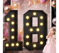 Vdhfgso Large Marquee Numbers 6 4ft Light Up Numbers Black for 6th Birthday Party Decorations Giant LED Mosaic Frame Sign Diy Cardboard Pre-Cut Foam Board(Number 18,4FT)