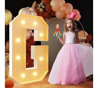 Vdhfgso Marquee Light Up Letters 3FT Giant Mosaic Balloon Frame Mosaic Light Up Letters for Birthday Baby Shower Party Anniversary Decor Large LED Letter Sign Mosaic Numbers Letter A(Letter G)