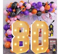 Vdhfgso Marquee Light Up Numbers 4 Feet Tall - Giant Party Decor: Warm White LED Number Lights for Baby Shower, Graduation, Anniversary Events (Number 80,2.3ft)