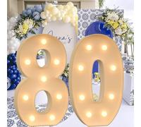 Vdhfgso Marquee Numbers 4 Feet Tall - Big Light Up Letter Marquee Sign: Anniversary, Baby Shower, Graduation, Birthday Party Decor Essentials (Number 80,2.3ft)