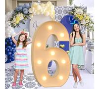 Vdhfgso Marquee Numbers 4 Feet Tall - Big Light Up Letter Marquee Sign: Anniversary, Baby Shower, Graduation, Birthday Party Decor Essentials (Number 6,2.3ft)