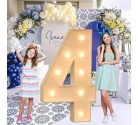 Vdhfgso Marquee Numbers 4 Feet Tall - Big Light Up Letter Marquee Sign: Anniversary, Baby Shower, Graduation, Birthday Party Decor Essentials (Number 4,3.3ft)