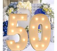 Vdhfgso Marquee Numbers 4 Feet Tall - Big Light Up Letter Marquee Sign: Anniversary, Baby Shower, Graduation, Birthday Party Decor Essentials (Number 50,2.3ft)