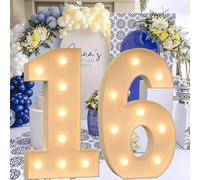 Vdhfgso Marquee Numbers 4 Feet Tall - Big Light Up Letter Marquee Sign: Anniversary, Baby Shower, Graduation, Birthday Party Decor Essentials (Number 16,2.3ft)