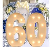 Vdhfgso Marquee Numbers 4 Feet Tall - Big Light Up Letter Marquee Sign: Anniversary, Baby Shower, Graduation, Birthday Party Decor Essentials (Number 60,2.3ft)