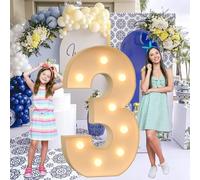 Vdhfgso Marquee Numbers 4 Feet Tall - Big Light Up Letter Marquee Sign: Anniversary, Baby Shower, Graduation, Birthday Party Decor Essentials (Number 3,2.3ft)