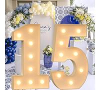 Vdhfgso Marquee Numbers 4 Feet Tall - Big Light Up Letter Marquee Sign: Anniversary, Baby Shower, Graduation, Birthday Party Decor Essentials (Number 15,3.3ft)