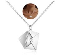 VDKIDKT Envelope Locket Necklace for Women Men - Love Letter Necklace With Secret Message - Love You Gift, Gold Plated, No Gemstone