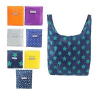 VDL Folding Shopping Bags Portable Reusable Grocery Totes Compact Easy Storage (3, Dark Blue Starry Sky)