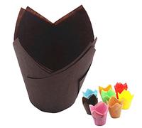 VDL Pack of 100 Tulip Muffin Cases for Baking, 5cm Diameter Non-Stick Paper Cupcake Wraps Cups (Chocolate)