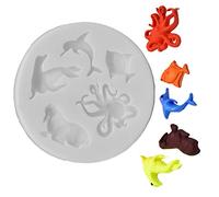 VDL Silicone Crab Dolphin Seahorse Starfish 3D Mould, for Fondant Chocolate Wax Melt Resin