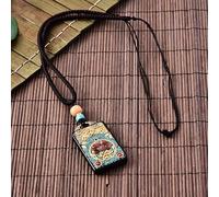 VDLLQYN, Fashion Vintage Ancient Nepal Thangka Buddha Statue God Ebony Elephant Pendant Necklace Exotic For Men And Women Sweater Chain, Thangka Pendant Necklace