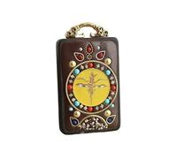 VDLLQYN, Retro Nepal Tibet Thangka Handmade Ebony Necklace Big Day Tathagata Yellow Caishen National Style Pendants Hanging Gift, Thangka Pendant Necklace(Penfant6)