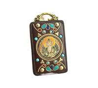 VDLLQYN, Retro Nepal Tibet Thangka Handmade Ebony Necklace Big Day Tathagata Yellow Caishen National Style Pendants Hanging Gift, Thangka Pendant Necklace(Penfant5)