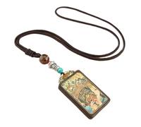 VDLLQYN, Retro Nepal Tibet Thangka Handmade Ebony Necklace Big Day Tathagata Yellow Caishen National Style Pendants Hanging Gift, Thangka Pendant Necklace(1)
