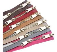 VDLLQYN Zips. No. 5 Zip Metal Light Gold Tooth high-end Jacket Leather Coat Iron Tooth Zipper Double Head(White)