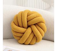 Vdoioe Yellow Knot Pillow 13.7'' Round Throw Pillow Soft Plush Knot Ball Pillow Handmade Knotted Pillow Modern Home Decorative Knotted Pillow Cushion for Bed Bedroom, Sofa, Couch