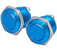 VDOQTLJT 2Pcs 19mm 3/4" Black Metal Momentary Push Button Switch 1NO SPST 3A/12-250V(Blu)