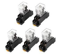 VDOQTLJT 5 Pcs w Base Socket DC 12V Coil DPDT 8 Pin Green LED Power Relay