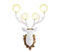 VDOQTLJT Pendant Lights Ceiling Modern LED G4 White Deer Head Wall Lamp Living Room Dining Background Photo Decoration Light Antlers Sconce Rustic Style Metal and Resin(H57cm)