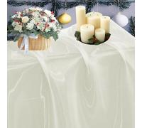 VDS 1 Yard Premium Organza Fabric by The Yard 45” Wide - Sheer, Lightweight, Shiny Tulle Material for DIY Crafts, Wedding Arch Decorations, Gift Wrapping, Event Décor, Sewing, Curtains - Ivory