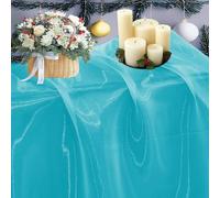 VDS 1 Yard Premium Organza Fabric by The Yard 45” Wide - Sheer, Lightweight, Shiny Tulle Material for DIY Crafts, Wedding Arch Decorations, Gift Wrapping, Event Décor, Sewing, Curtains - Light Teal