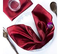 VDS - 50 Pieces | Satin Napkins 20 x 20 Inch Square | Kitchen & Dinner Table Napkins Cloths Handkerchief for Restaurant Bistro Wedding Christmas Birthday Party Dinner Decoration (Maroon)