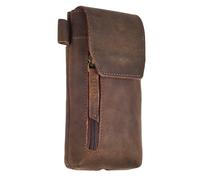 VDS Genuine Full-Grain Buffalo Leather Mobile Holster with Belt Clip 7”H x 3.5"W | Universal Carry Case Vertical Phone Pouch with Magnetic Closure Waist Belt Loop, Fits Most Smartphones, Vintage Brown