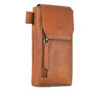 VDS Genuine Full-Grain Buffalo Leather Mobile Holster with Belt Clip 7”H x 3.5"W | Universal Carry Case Vertical Phone Pouch with Magnetic Closure & Waist Belt Loop | Fits Most Smartphones | Tan