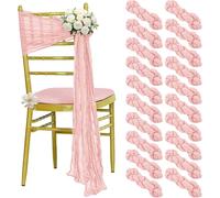 VDS Pack of 10 Cheesecloth Chair Sashes 44x180 cm, 100% Cotton Soft Gauze Fabric Rustic Chair Drapes Reusable Chair Bows for Wedding Party Chiavari Folding Aisle Dining Chairs Décor - Blush Pink