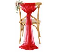VDS Pack of 10, Red, Sheer Chiffon Chair Sashes Bows Chair Cover Back Tie Ribbon for Wedding Birthday Baby Shower Engagement Ceremony Event Party Banquet Restaurant Dining Chair Decoration