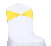 VDS Pack of 100 PCS | Yellow | Spandex Chair Sashes Bows Without Buckle | Stretch Elastic Banquet Universal Folding Chair Band Tie with for Wedding Party Conference Celebration Event Decoration